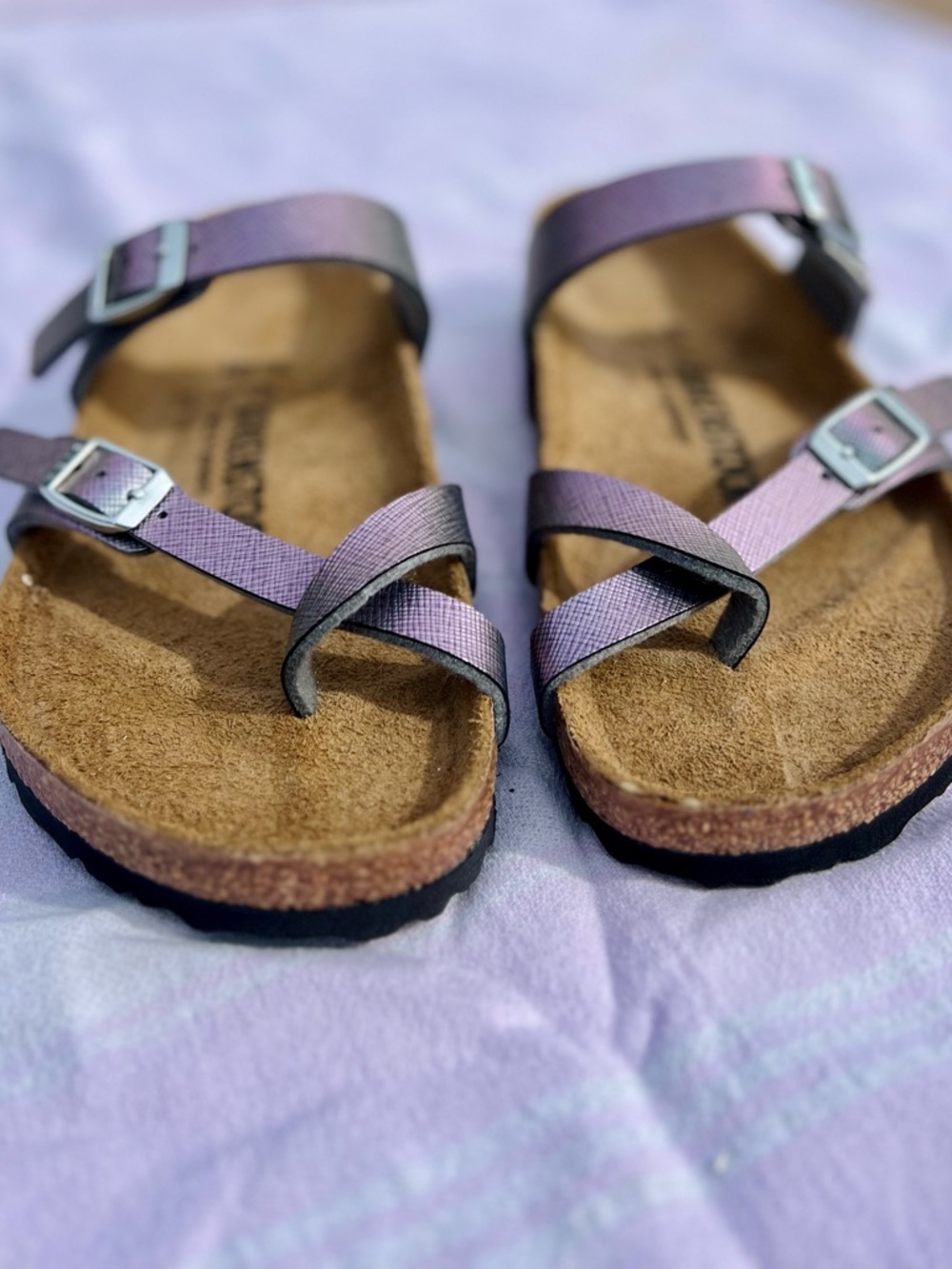 Women’s Birkenstock Mayari Iridescent Purple Viola Strappy Sandals - Picture 5 of 6